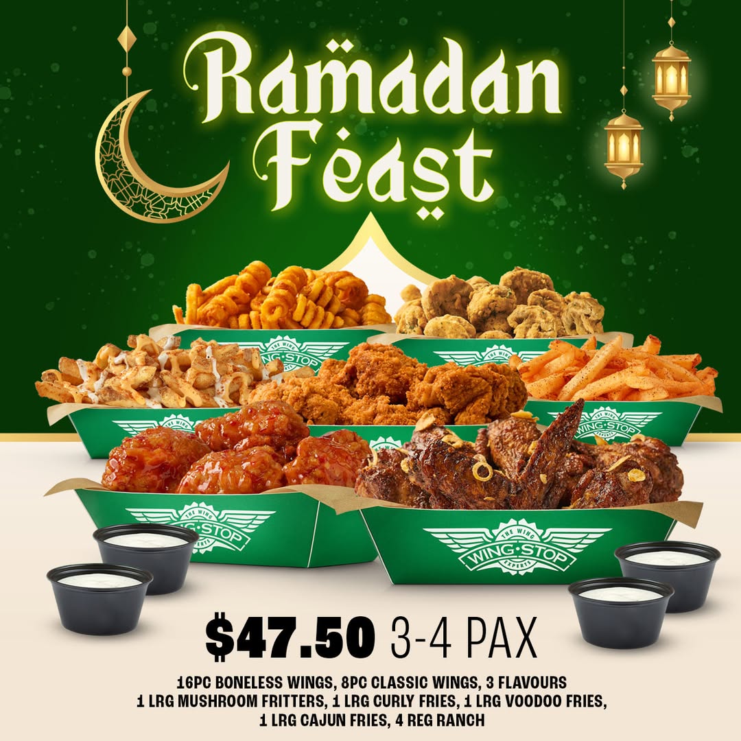 A delicious spread of Wingstop chicken wings and sides for a festive meal