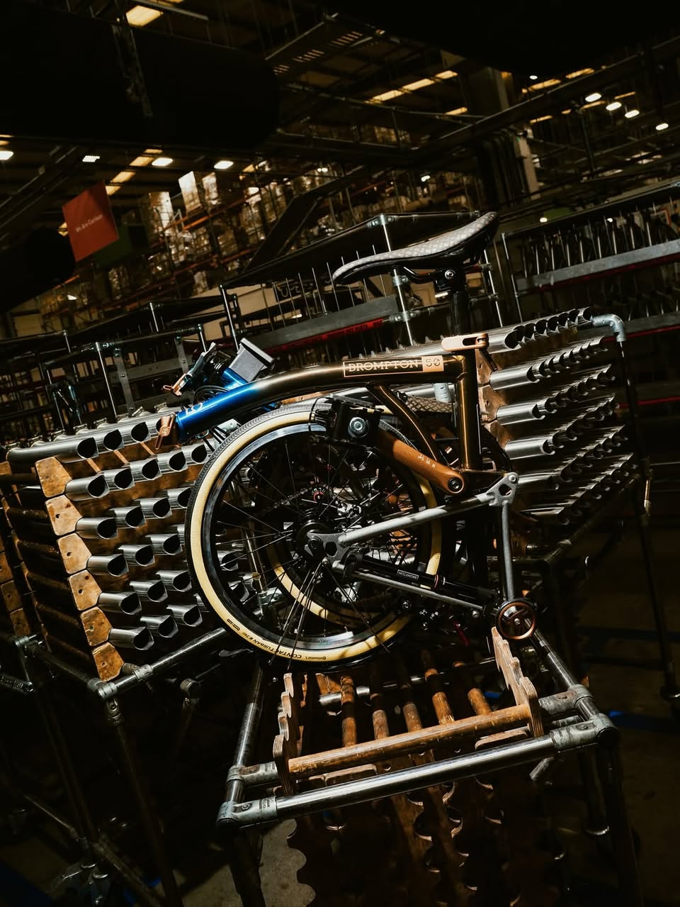 Close-up of a vintage Brompton bicycle