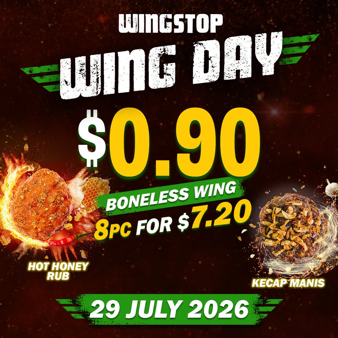 Wingstop Wing Day promotion at Funan, 8pc Boneless Wings for $7.20