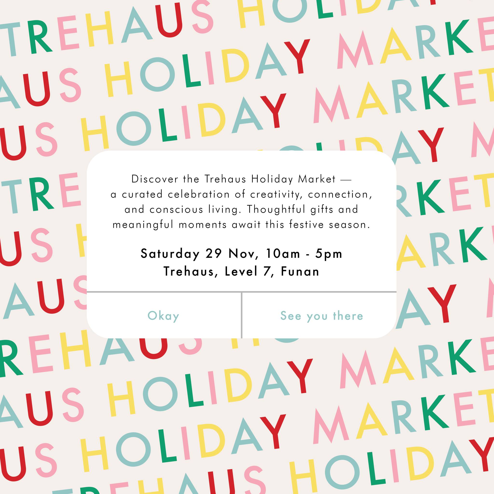 A vibrant display of holiday market stalls at Trehaus Cafe