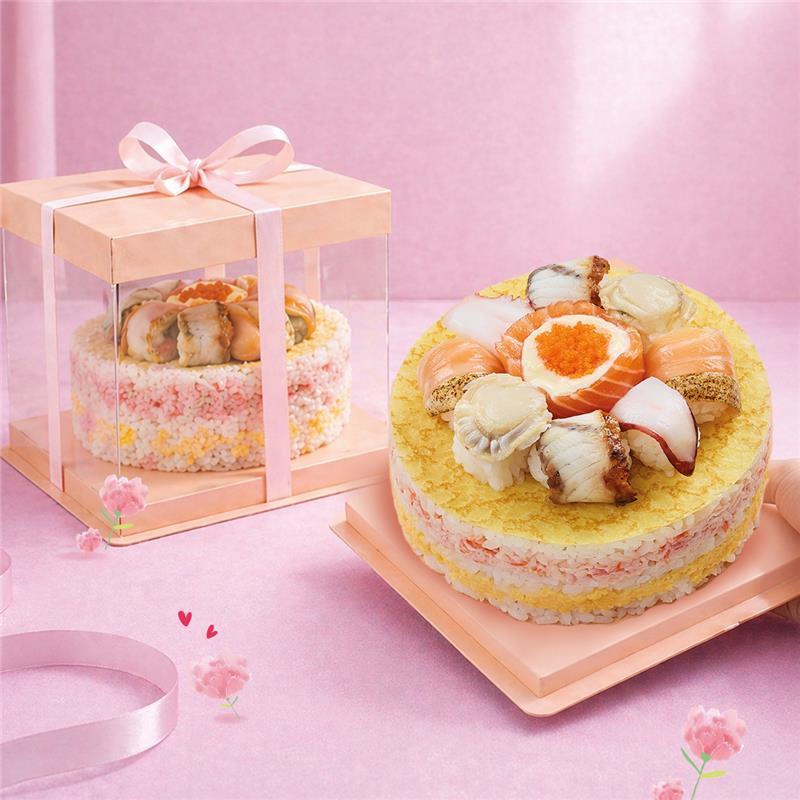 A beautifully decorated sushi cake for Mother's Day
