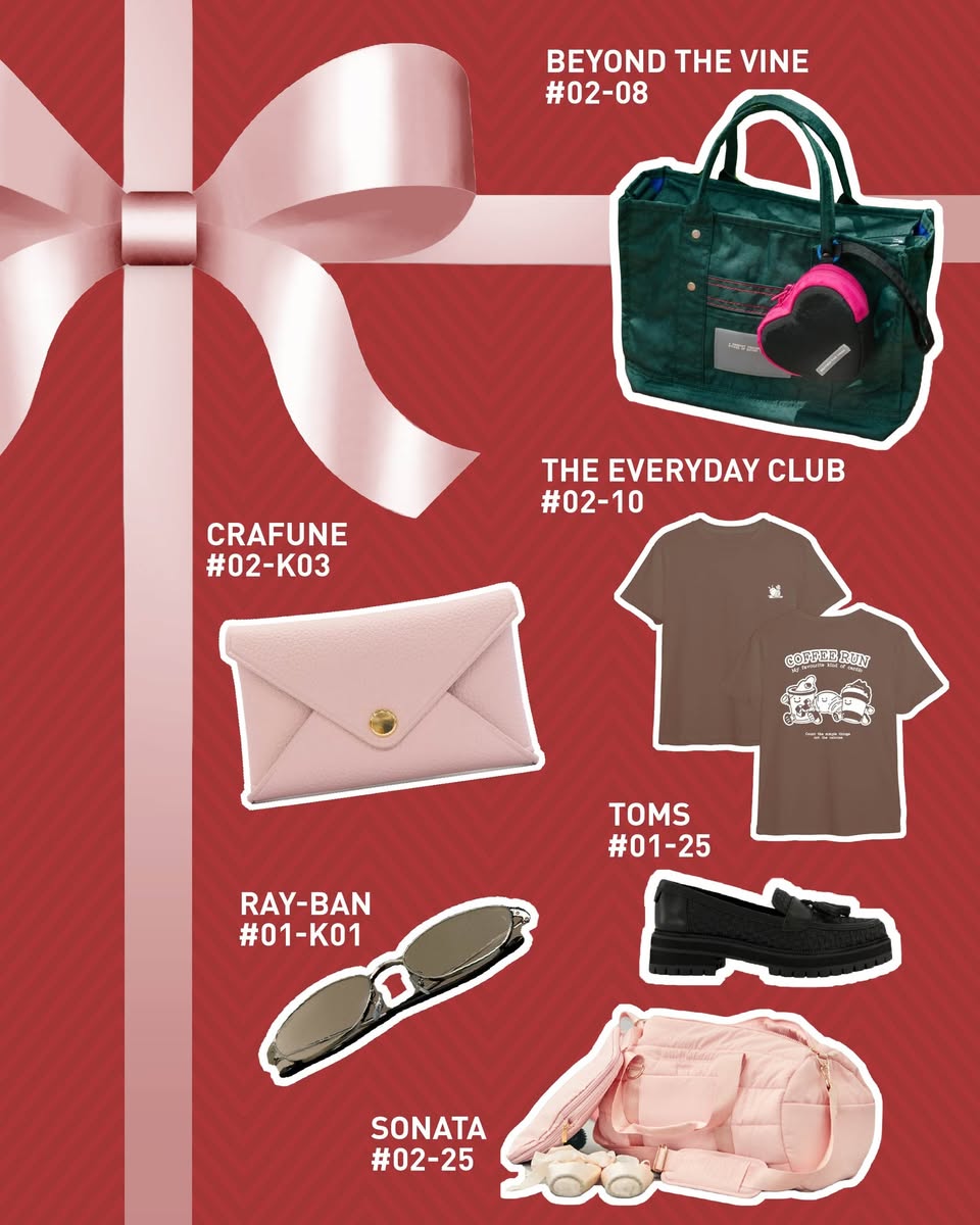 Shoppers enjoying the festive atmosphere at Funan during Christmas